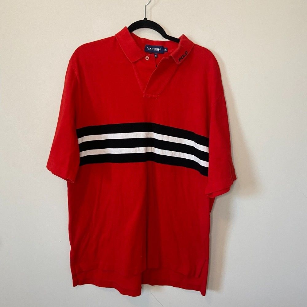 Ralph Lauren Polo Golf Red Stripe Polo Shirt Sz XL